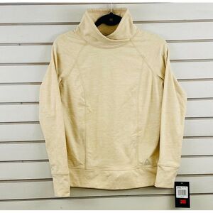 Womens S Gerry Sweatshirt Oatmeal Long Sleeve Pullover High Mock Neck Thumbholes